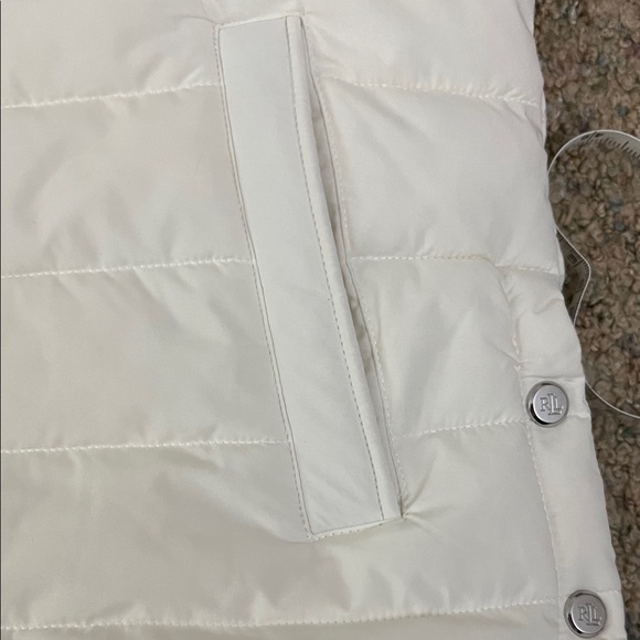 Lauren Ralph Lauren Cream Hooded Puffer Vest - Picture 6 of 12